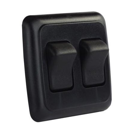 Jr Products DOUBLE ROCKER SWITCH ASSEMBLY W/BEZEL, BLACK 12235